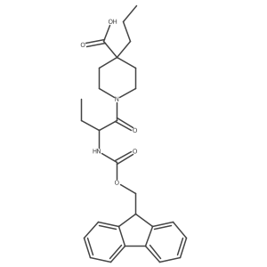 1-[(2R)-2-({[(9H-fluoren-9-yl)methoxy]carbonyl}amino)butanoyl]-4-propylpiperidine-4-carboxylic acid结构式