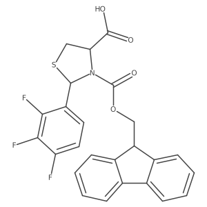 (4S)-3-{[(9H-fluoren-9-yl)methoxy]carbonyl}-2-(2,3,4-trifluorophenyl)-1,3-thiazolidine-4-carboxylic acid结构式