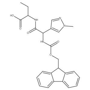 2-[2-({[(9H-fluoren-9-yl)methoxy]carbonyl}amino)-2-(1-methyl-1H-pyrazol-4-yl)acetamido]butanoic acid Structure
