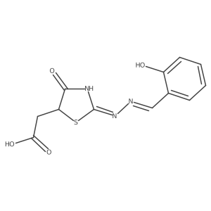 2-((Z)-2-((E)-(2-hydroxybenzylidene)hydrazono)-4-oxothiazolidin-5-yl)acetic acid Structure