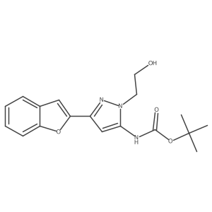 tert-butyl N-[3-(1-benzofuran-2-yl)-1-(2-hydroxyethyl)-1H-pyrazol-5-yl]carbamate结构式