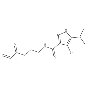 N-(2-{[4-bromo-3-(propan-2-yl)-1H-pyrazol-5-yl]formamido}ethyl)prop-2-enamide结构式