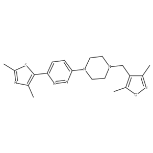 3-{4-[(3,5-Dimethyl-1,2-oxazol-4-yl)methyl]piperazin-1-yl}-6-(2,4-dimethyl-1,3-thiazol-5-yl)pyridazine结构式