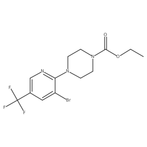 Ethyl 4-[3-bromo-5-(trifluoromethyl)pyridin-2-yl]piperazine-1-carboxylate结构式