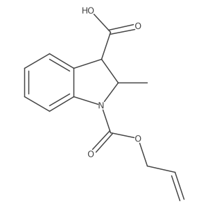 2-methyl-1-[(prop-2-en-1-yloxy)carbonyl]-2,3-dihydro-1H-indole-3-carboxylic acid结构式