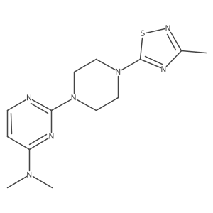N,N-dimethyl-2-[4-(3-methyl-1,2,4-thiadiazol-5-yl)piperazin-1-yl]pyrimidin-4-amine结构式