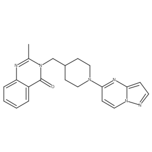 2-Methyl-3-[(1-{pyrazolo[1,5-a]pyrimidin-5-yl}piperidin-4-yl)methyl]-3,4-dihydroquinazolin-4-one结构式