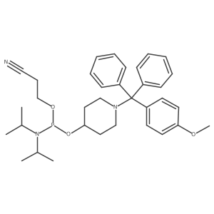 2-Cyanoethyl (1-((4-methoxyphenyl)diphenylmethyl)piperidin-4-yl) diisopropylphosphoramidite Structure