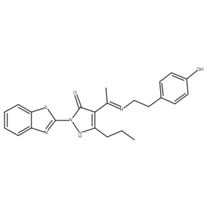 (4Z)-2-(1,3-benzothiazol-2-yl)-4-(1-{[2-(4-hydroxyphenyl)ethyl]amino}ethylidene)-5-propyl-2,4-dihydro-3H-pyrazol-3-one结构式
