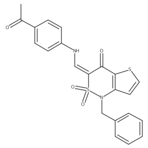 (Z)-3-(((4-acetylphenyl)amino)methylene)-1-benzyl-1H-thieno[3,2-c][1,2]thiazin-4(3H)-one 2,2-dioxide结构式
