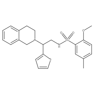 2-methoxy-5-methyl-N-[2-(1,2,3,4-tetrahydroisoquinolin-2-yl)-2-(thiophen-2-yl)ethyl]benzene-1-sulfonamide结构式