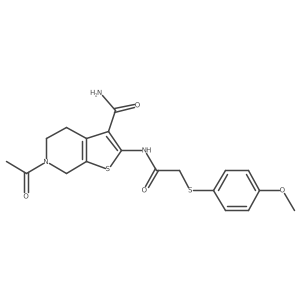 6-Acetyl-2-(2-((4-methoxyphenyl)thio)acetamido)-4,5,6,7-tetrahydrothieno[2,3-c]pyridine-3-carboxamide Structure