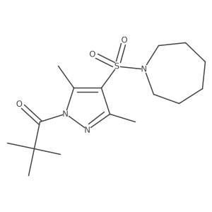 1-{[1-(2,2-dimethylpropanoyl)-3,5-dimethyl-1H-pyrazol-4-yl]sulfonyl}azepane结构式