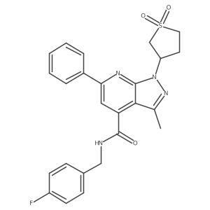 1-(1,1-dioxidotetrahydrothiophen-3-yl)-N-(4-fluorobenzyl)-3-methyl-6-phenyl-1H-pyrazolo[3,4-b]pyridine-4-carboxamide结构式