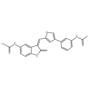 N-[3-(5-{[(3Z)-5-(carbamoylamino)-2-oxo-2,3-dihydro-1H-indol-3-ylidene]methyl}-1H-pyrrol-3-yl)phenyl]acetamide结构式