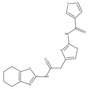 N-(4-(2-oxo-2-((4,5,6,7-tetrahydrobenzo[d]thiazol-2-yl)amino)ethyl)thiazol-2-yl)thiophene-3-carboxamide Structure