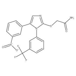 2-((5-(3-nitrophenyl)-1-(3-(trifluoromethyl)phenyl)-1H-imidazol-2-yl)thio)acetamide结构式