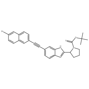 1,1-Dimethylethyl (2s)-2-[6-[2-(6-bromo-2-naphthalenyl)ethynyl]-1H-benzimidazol-2-yl]-1-pyrrolidinecarboxylate Structure