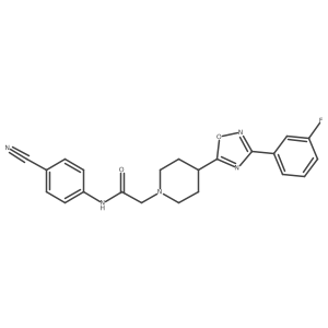 N-(4-cyanophenyl)-2-(4-(3-(3-fluorophenyl)-1,2,4-oxadiazol-5-yl)piperidin-1-yl)acetamide结构式
