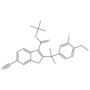 tert-Butyl 6-cyano-2-(2-(4-ethyl-3-iodophenyl)propan-2-yl)benzofuran-3-carboxylate Structure