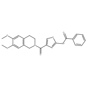 N-(4-(6,7-dimethoxy-1,2,3,4-tetrahydroisoquinoline-2-carbonyl)oxazol-2-yl)benzamide结构式