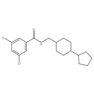3,5-dichloro-N-[(1-cyclopentylpiperidin-4-yl)methyl]benzamide结构式