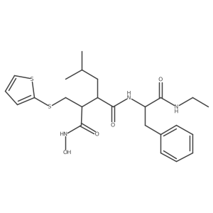 Butanediamide, N1-[(1R)-2-(ethylamino)-2-oxo-1-(phenylmethyl)ethyl]-N4-hydroxy-2-(2-methylpropyl)-3-[(2-thienylthio)methyl]-, (2S,3R)-rel- Structure