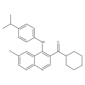 (6-Fluoro-4-((4-isopropylphenyl)amino)quinolin-3-yl)(thiomorpholino)methanone结构式