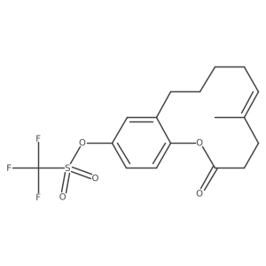Methanesulfonic acid, 1,1,1-trifluoro-, (5E)-3,4,7,8,9,10-hexahydro-5-Methyl-2-oxo-2H-1-benzoxacyclododecin-12-yl ester结构式