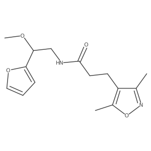 3-(3,5-dimethylisoxazol-4-yl)-N-(2-(furan-2-yl)-2-methoxyethyl)propanamide结构式