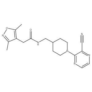 N-((1-(3-cyanopyrazin-2-yl)piperidin-4-yl)methyl)-2-(3,5-dimethylisoxazol-4-yl)acetamide Structure
