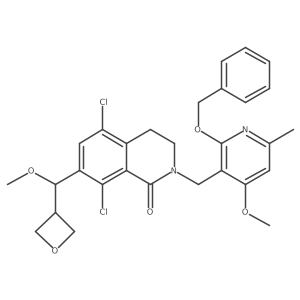 racemic 2-((2-(benzyloxy)-4-methoxy-6-methylpyridin-3-yl)methyl)-5,8-dichloro-7-(methoxy(oxetan-3-yl)methyl)-3,4-dihydroisoquinolin-1(2H)-one Structure