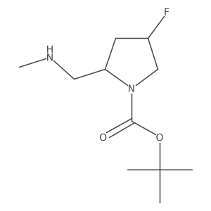 tert-Butyl 4-fluoro-2-((methylamino)methyl)pyrrolidine-1-carboxylate结构式