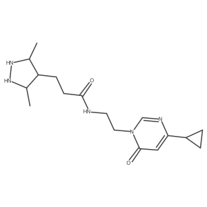 N-[2-(4-cyclopropyl-6-oxopyrimidin-1-yl)ethyl]-3-(3,5-dimethylpyrazolidin-4-yl)propanamide结构式