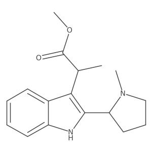Methyl I+/--methyl-2-(1-methyl-2-pyrrolidinyl)-1H-indole-3-acetate结构式