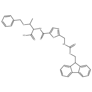 (2S,3R)-3-(benzyloxy)-2-({2-[({[(9H-fluoren-9-yl)methoxy]carbonyl}amino)methyl]-1,3-thiazol-5-yl}formamido)butanoic acid结构式