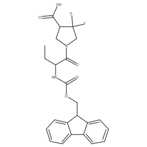1-[2-({[(9H-fluoren-9-yl)methoxy]carbonyl}amino)butanoyl]-4,4-difluoropyrrolidine-3-carboxylic acid Structure