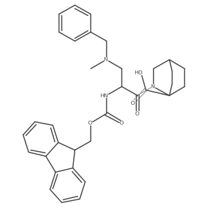 2-{3-[benzyl(methyl)amino]-2-({[(9H-fluoren-9-yl)methoxy]carbonyl}amino)propanoyl}-2-azabicyclo[2.2.2]octane-1-carboxylic acid结构式
