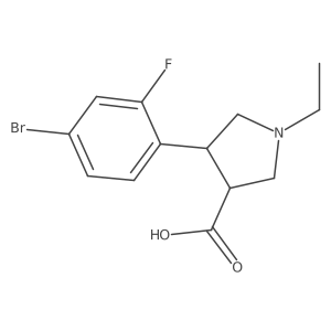 4-(4-Bromo-2-fluorophenyl)-1-ethylpyrrolidine-3-carboxylic acid结构式