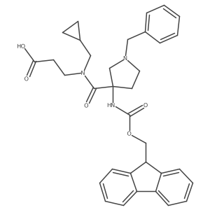 3-{1-[1-benzyl-3-({[(9H-fluoren-9-yl)methoxy]carbonyl}amino)pyrrolidin-3-yl]-N-(cyclopropylmethyl)formamido}propanoic acid结构式