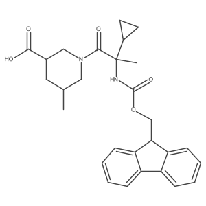1-[2-cyclopropyl-2-({[(9H-fluoren-9-yl)methoxy]carbonyl}amino)propanoyl]-5-methylpiperidine-3-carboxylic acid Structure