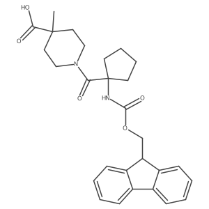 1-[1-({[(9H-fluoren-9-yl)methoxy]carbonyl}amino)cyclopentanecarbonyl]-4-methylpiperidine-4-carboxylic acid结构式