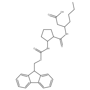 (3S)-3-{[(1RS,2SR)-2-({[(9H-fluoren-9-yl)methoxy]carbonyl}amino)cyclopentyl]formamido}heptanoic acid Structure