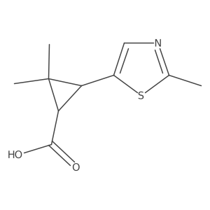 rac-(1R,3R)-2,2-dimethyl-3-(2-methyl-1,3-thiazol-5-yl)cyclopropane-1-carboxylic acid结构式