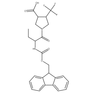 rac-(3R,4R)-1-[2-({[(9H-fluoren-9-yl)methoxy]carbonyl}amino)butanoyl]-4-(trifluoromethyl)pyrrolidine-3-carboxylic acid Structure