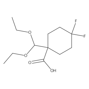 1-(Diethoxymethyl)-4,4-difluorocyclohexane-1-carboxylic acid结构式