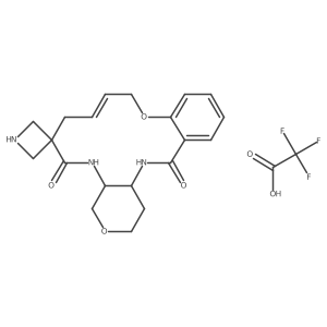 (1S,12E,18S)-Spiro[10,20-dioxa-2,17-diazatricyclo[16.4.0.04,9]docosa-4,6,8,12-tetraene-15,3'-azetidine]-3,16-dione;2,2,2-trifluoroacetic acid结构式