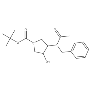 rac-tert-butyl (3R,4R)-3-(N-benzylacetamido)-4-hydroxypyrrolidine-1-carboxylate结构式