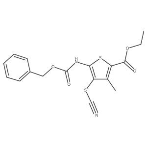 Ethyl 5-{[(benzyloxy)carbonyl]amino}-4-(cyanosulfanyl)-3-methylthiophene-2-carboxylate结构式
