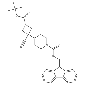 (9H-fluoren-9-yl)methyl 4-{1-[(tert-butoxy)carbonyl]-3-cyanoazetidin-3-yl}piperazine-1-carboxylate结构式